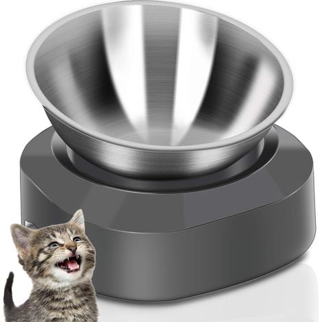 Gamelle Chat Surélevée, Acier Inoxydable,Bol pour Chat avec Support Antidérapant,Gamelle Eau pour Chats Orthopédique Anti-Vomissements, Design Ergonomique et Lavable au Lave-Vaisselle (1 Bol) (1/4)
