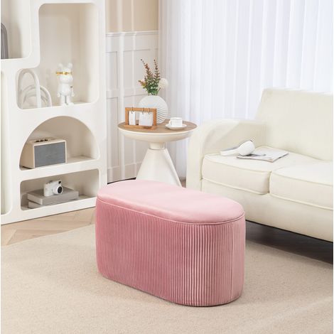MEUBLIV Banco de almacenaje 81x40x41 cm rosa, asiento acolchado, estilo retro con arcón (1/5)