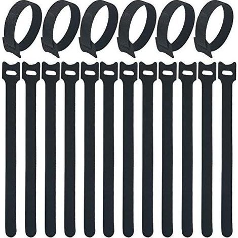 Kabelbinder, 100 Stück, Kabelklemmen, Aufbewahrungsbänder, selbstklebende Kabelbinder, verstellbar, wiederverwendbar, Größe 12 mm x 20 mm (1/5)