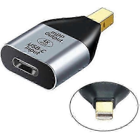 Adaptateur UC-012-MDP USB-C femelle vers Mini DisplayPort mâle HDTV 4K/60 Hz 1080p, compatible avec tablettes, téléphones et ordinateurs portables (25-26 pouces). (1/5)