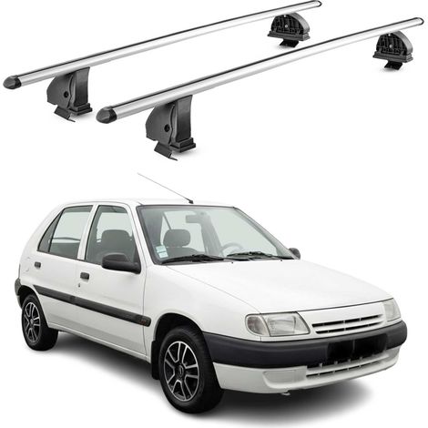OMAC Barres de toit transversales en aluminium pour Citroen Saxo 1996-2003 – TÜV / DIN 75302:2019 – Antivol inclus – Charge max 75 kg – 2 barres – Gris (1/5)