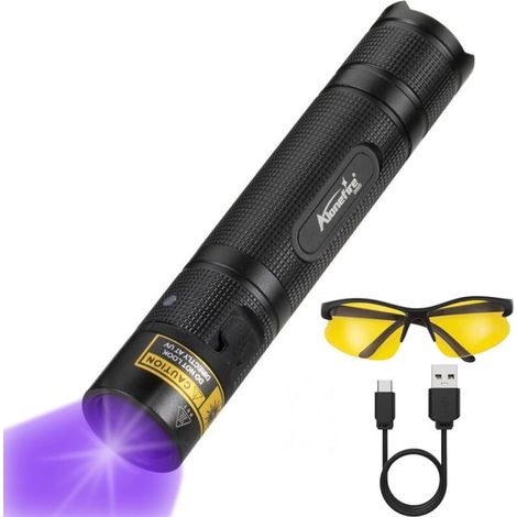 SV005 10W 365nm Lampe Torche UV LED Puissante Rechargeable Ultraviolet Détecteur D'urine avec Lunettes de Protection UV, Batterie Incluse pour Durcissement de Résine, Peinture, Fluoresceine (1/5)