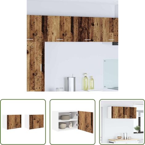 Holzschrank -  Hängeschrank mit Tür 2 pcs Altes Holz und Weiß 50 x 31 x 40 cm (1/5)