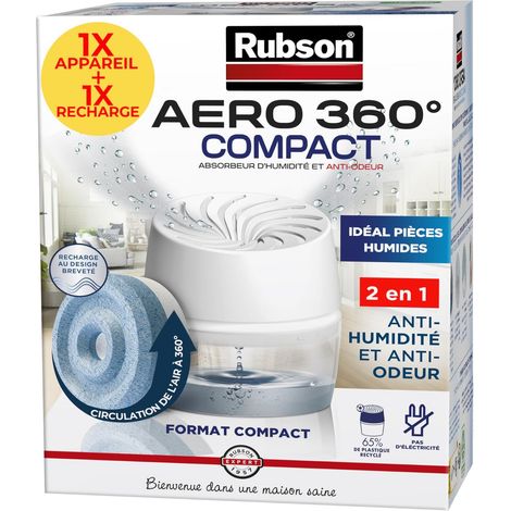 Aero 360°, 1 Déshumidificateur d'air compact 20m²+1 Recharge de 450g (1/5)