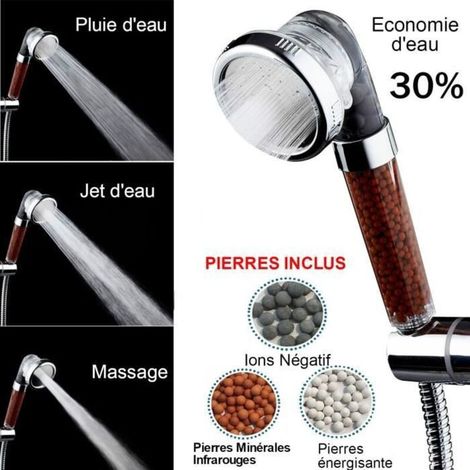 Novhill Pommeau De Douche système Filtration, aide anti chute cheveux purifie économie L`eau ,Spa adoucit peau NV59 (1/4)