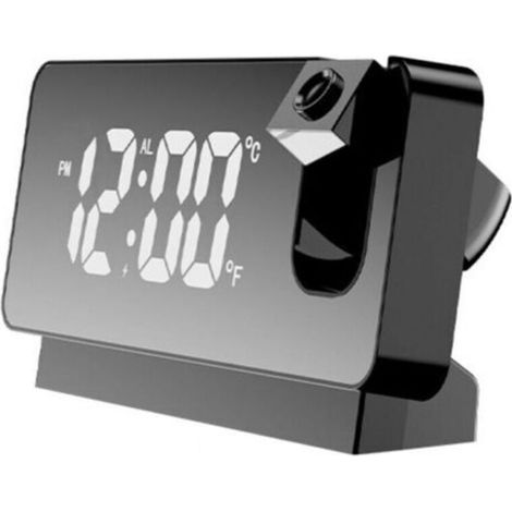 Réveil à projection pour chambre à coucher, radio-réveil numérique avec gradateur 0-100 % et 2 ports de charge USB, projecteur rotatif à 180°, double alarme, répétition, affichage LED clair (1/5)