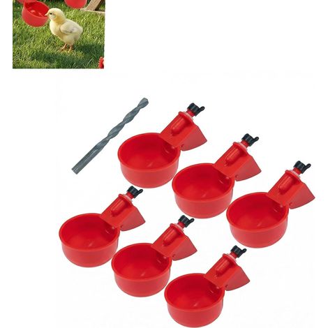 Ensemble de 6 Abreuvoirs Automatiques avec Perceuse - Distributeurs d’Eau pour Poules, Canards, Oies, Dindes, Pigeons - Système d’Alimentation en Eau Durables et Efficace pour Basse-Cours et Fermes (1/5)