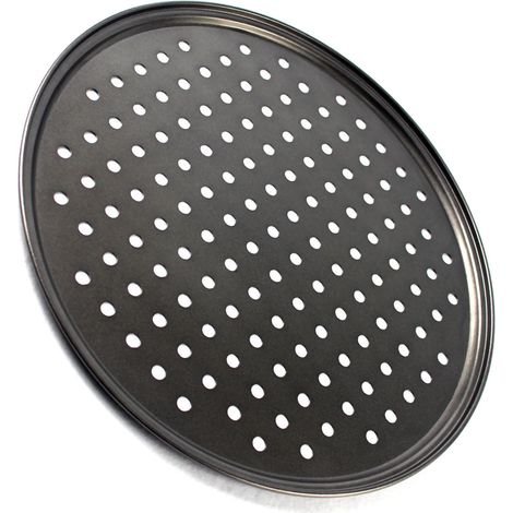 Moule à pizza perforé 24,5 cm, antiadhésif, facile à démouler, fond ferme et aéré pour four (1/2)
