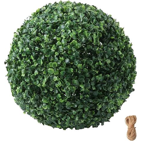bola de boj artificial, 4 capas, protección UV, plástico de alta densidad, decoración para interiores y exteriores. (1/5)