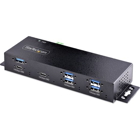StarTech.com Hub USB a 7 porte industriale da 10 Gbps con alimentatore, in metallo, montabile, 5 porte USB-A e 2 porte USB-C (1/4)