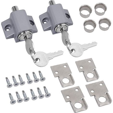 2PCS Sliding Door Lock, Zinc Alloy, With Keys, For Windows and Patios, Child Safety (1/5)