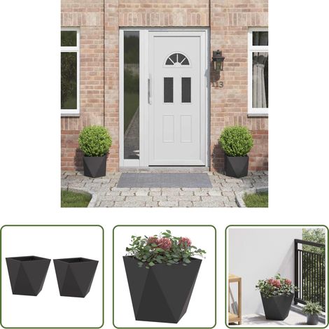 Terrassenpflanzer - Pflanzkübel 2 pcs Schwarz 30 x 30 x 30 cm Stahl (1/5)