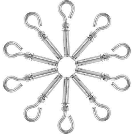 10 pièces Boulons Expansion Acier Inoxydable Crochet à Œil Résistant pour Ancrage Mur Béton Usage Industriel et Domestique (1/4)