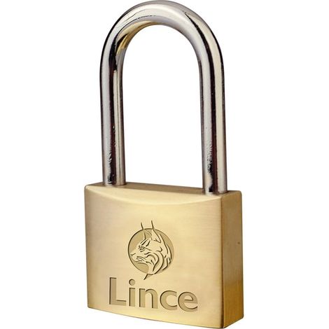 LINCE candado 301-40 llaves iguales n. 2849 , Candado de latón tradicional Serie 301/40 Lince Arco largo de 41 mm Tamaño del candado: 40x73 mm Grosor del arco: 6 mm. In (1/2)