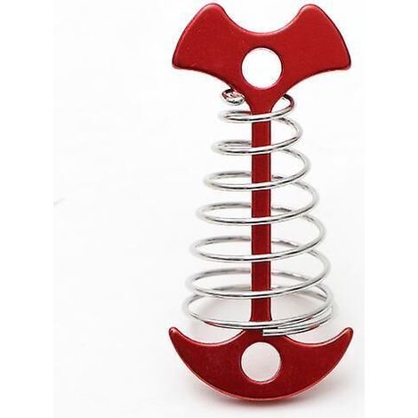 Lot de 6 piquets de tente rouges en alliage d'aluminium, en forme d'arête de poisson, avec boucle à ressort, pour le camping et les activités de plein air. (1/5)
