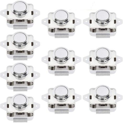 QORVA-Bouton-poussoir de porte de camping-car - Bouton de verrouillage d'armoire de caravane, lot de 10, argent (1/5)