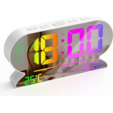 Réveil rechargeable par USB, blanc, 16,4 x 2,6 x 8,9 cm (1/5)