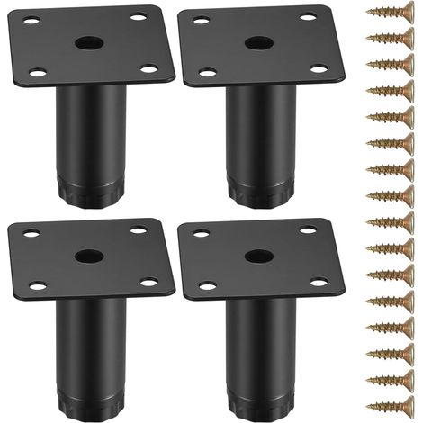 4 Pièces Pieds Meubles Réglables 5cm, Support métal pour table chaise bureau (1/5)