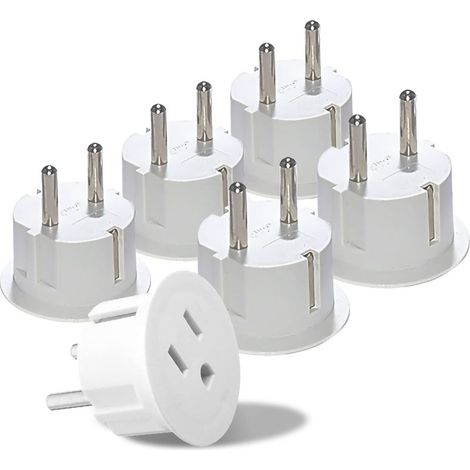 Adaptateur de prise Type E/F – Pour une utilisation en Allemagne, en France et dans d'autres régions – Certifié CE – Lot de 6 (1/5)