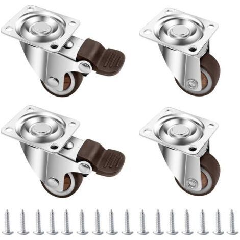 Möbelrollen 25 mm, feste Schwerlastrolle mit Bremse, 360 Grad drehbare Möbelrollen, geräuscharme Outdoor-Gummiräder mit 16 Schrauben (1/5)