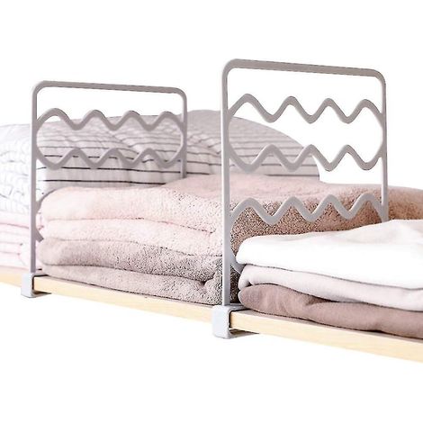 Ensemble de 4 séparateurs d'étagères pour placard, organisateur d'étagères, séparateur de placard multifonctionnel en bois pour le rangement et l'organisation (1/5)