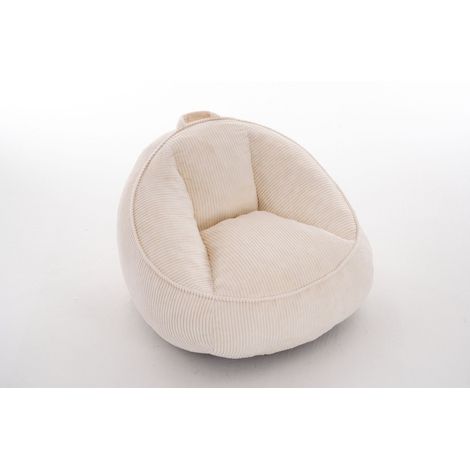 Sillón Puff con Respaldo Ergonómico, Relleno de Espuma con Memoria, para Salón y Dormitorio, Pana Beige (1/5)