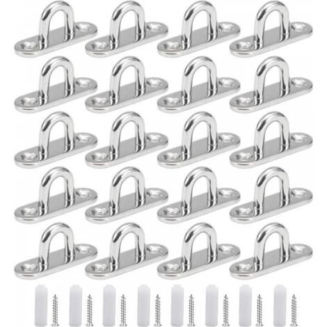 20 pièces Plaques à œillets Inox,Crochets de Plafond M5, Crochets de Fixation, Accessoires Bateau, pour Auvent, Fixation Murale (1/5)