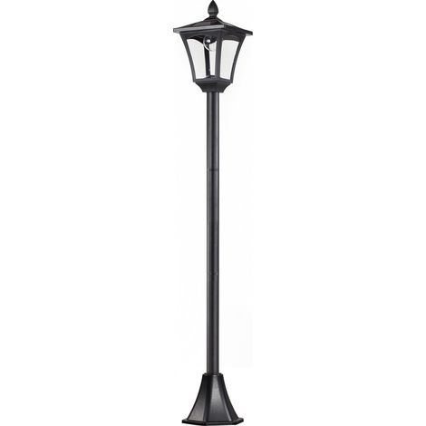 Farola Solar de Jardín con LED 40 Lúmenes Negro 18 x 18 x 160 cm Acero Inoxidable (1/5)