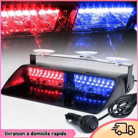 Feux Clignotants Durgence - 16 LED Rouge Et Bleu - 18 Modes Stroboscope - Tension 12 V - Pour Voiture Camion Camping-Car Bateau - 1 Pièce (1/4)
