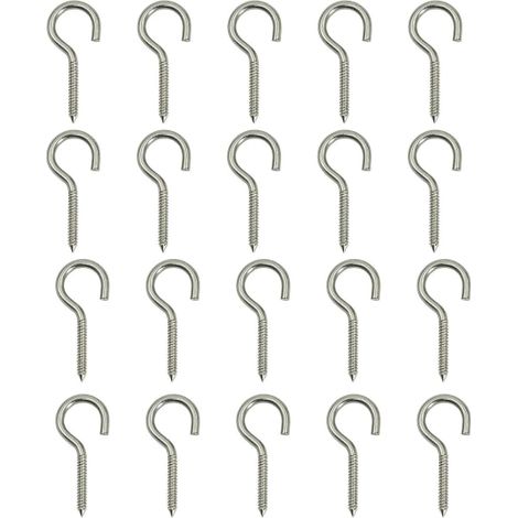 Crochets à vis M4 X 50, lot de 20, acier inoxydable 304, vis autoperceuse à tête ronde, crochet mural circulaire, fixation robuste pour usage intérieur et extérieur (1/5)