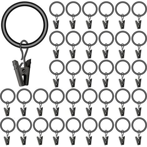 40 Pièces Anneaux de Rideaux en métal Anneaux de Suspension pour tringles à Rideaux pour Suspendre Les Rideaux (1/4)