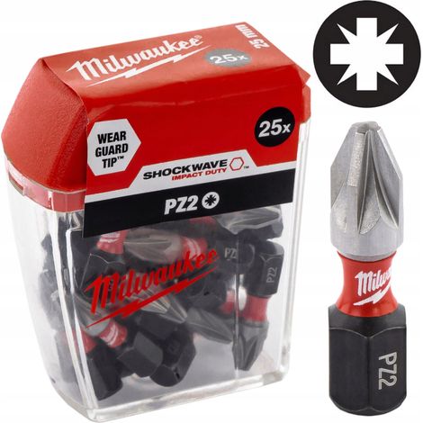 Milwaukee Set Di Punte Per Trapano, Punta PZ 2 X 25 mm, Set di 25 pezzi (1/5)
