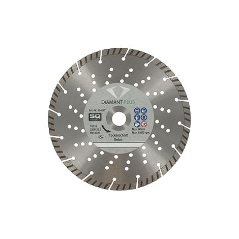Disco de diamante segmentado ø230mm Turbo, segmentos (longitud x grosor) 7 x 2,5mm, diámetro interior 22,2mm. Aplicaciones: Hormigón, Hormigón Desactivado