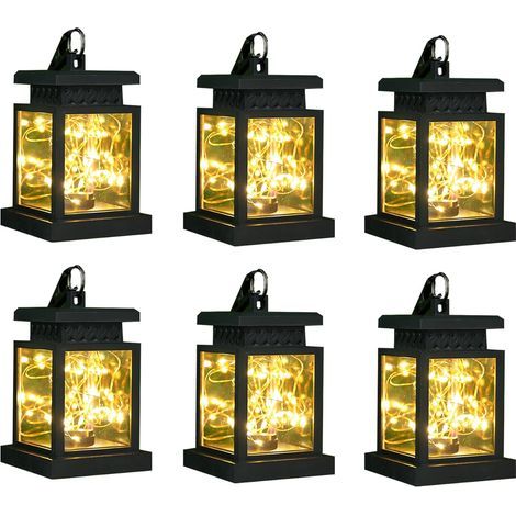 6er-Set wasserdichte Solar-Tischlaternen für den Außenbereich, solarbetriebene Hängelampen mit warmweißen LED-Lichterketten für Terrasse, Garten, Landschaft, Hof und Rasen (mit Clip) (1/5)
