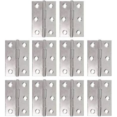 Lot de 10 charnières inox charnière piano charnières pliantes bandeau de charnière de porte de meuble charnière 48 mm avec 6 trous de fixation connecteurs pour jardinières modélisme (1/4)