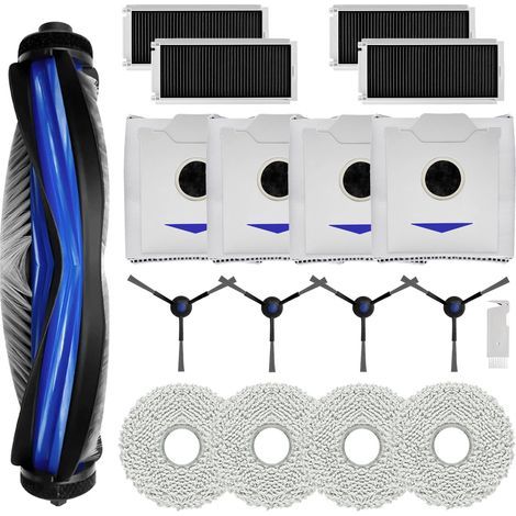 Kit d'accessoires pour aspirateur Ecovacs Deebot N30 PRO OMNI – 1 brosse principale zéro démêlage – 4 filtres HEPA – 4 serpillières microfibre – 4 sacs à poussière (1/5)