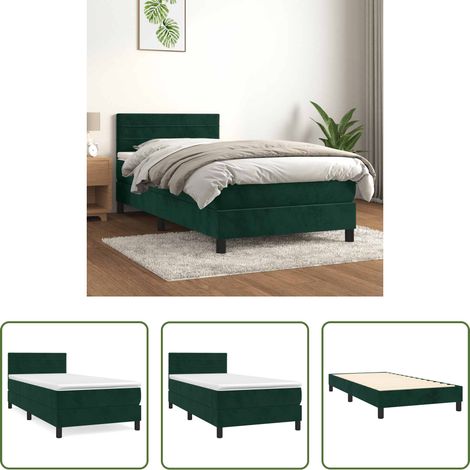 Matratze - Boxspringbett mit Matratze Dunkelgrün 90x200 cm Samt (1/5)
