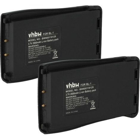 vhbw 2x Battery compatible with Retevis H777 Radio, Walkie-Talkie (2800 mAh, 3.7 V, Li-Ion)