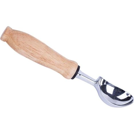 Cuillères à Glace en Acier Inoxydable Manche Bois, Ronde (1/5)