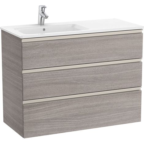 Pack Unik Meuble 3 tiroirs + lavabo gauche THE GAP - ROCA Couleur : Chêne City texturé (1/3)