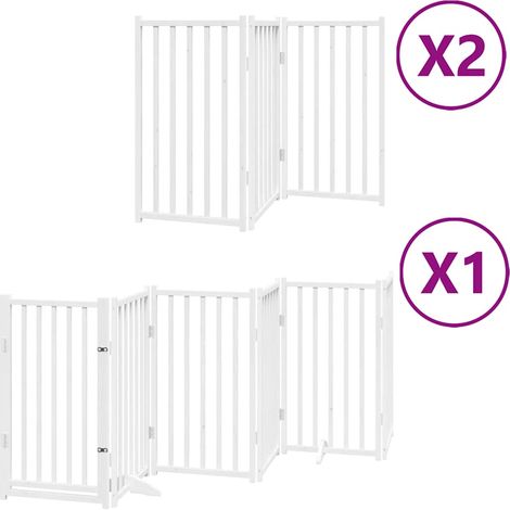 Barrière pour chien porte pliable 12 panneaux bois de peuplier (1/5)