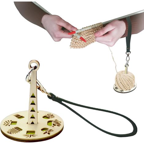 Porta-filati portatile con cinturino da polso, organizer per filati con cinturino da polso e supporto in legno, previene i grovigli per lavorare a maglia e all'uncinetto senza sforzo anche in viaggio (1/5)