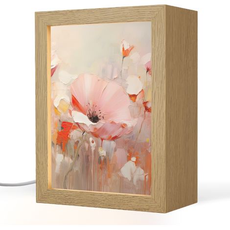 TABLE LAMP Flowers - Watercolor - Pink - Abstract - Art 15x20 cm