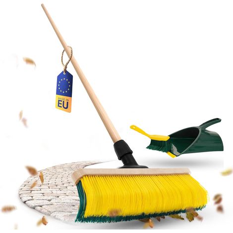 Balai à griffes Novaliv avec manche 60 cm, y compris ensemble de balayage jumbo, balai spécial à poils courbés - idéal comme balai de jardin, balai