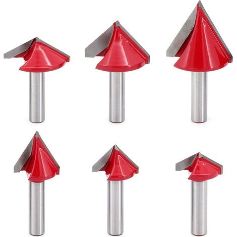 6Pcs 8mm Tig 60° 90° 120° V fraises à rainurer 3D Gravure CNC Forte V Groove Fraise en bout Outil de coupe de bois (1/5)