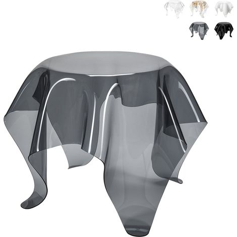 Table basse ronde 60 cm en plexiglas transparent Drappeggi - Transparent Fumé
