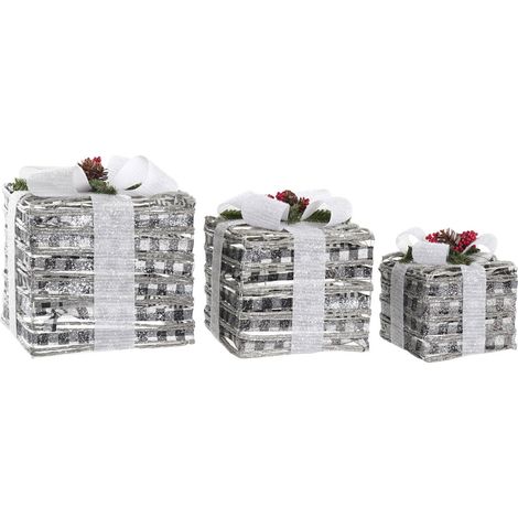 Regalo Set 3 Led Ratan 25X25X29 3Aa Nevado Blanco NV197621 (1/4)
