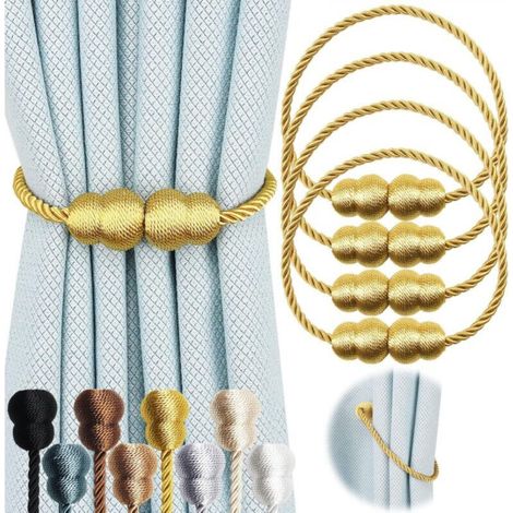 Magnetische Gardinenhalter, elegante Outdoor-Gardinenhalter, goldfarben, 2er-Set
