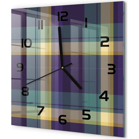 Horloge Murale Carrée Moderne Verre Trempé Quartz Silencieux Sans Tic-Tac Texture en maille 30x30 cm (1/5)