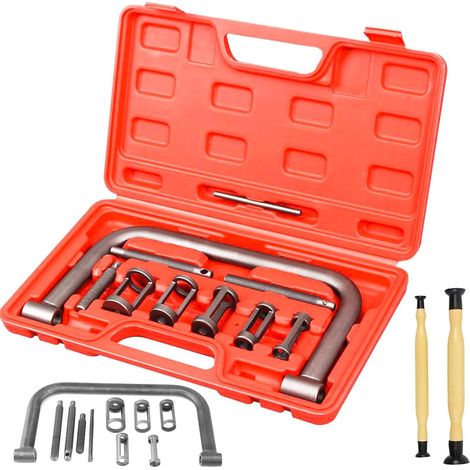 12 Pièces Compresseur de Ressort de Soupape Kit, Compresseur de Ressort avec Leve Soupape, Universel Portable Ensemble D'outils de Réparation Automobile, pour Voitures, Motos (1/5)